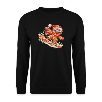 Lebkuchen-Snowboarder zu Weihnachten   - Unisex Pullover - Schwarz - Vorne - Alina (178cm) & Michal (187cm)