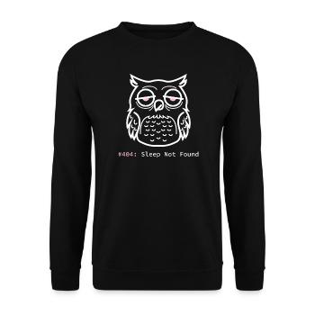 Schlaflose Eule Error 404: Sleep Not Found - Unisex Pullover - Schwarz - Vorne - Alina (178cm) & Michal (187cm)