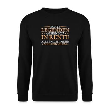 Ruhestand Legenden gehen 2027 in Rente - Unisex Pullover - Schwarz - Vorne - Alina (178cm) & Michal (187cm)
