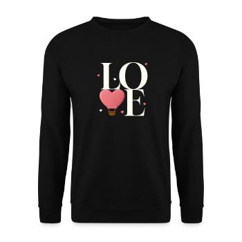 Love Heißluftballon Herz Liebe Valentinstag - Unisex Pullover - Schwarz - Vorne - Alina (178cm) & Michal (187cm)