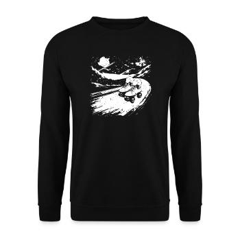 Rollschuhlaufen Skizze - Unisex Pullover - Schwarz - Vorne - Alina (178cm) & Michal (187cm)