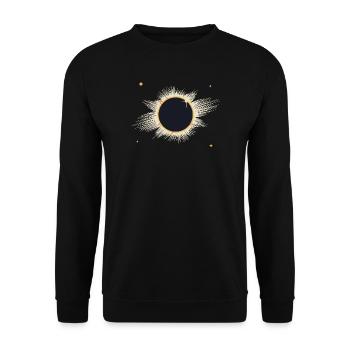 Totale Sonnenfinsternis aus feinen Strahlen - Unisex Pullover - Schwarz - Vorne - Alina (178cm) & Michal (187cm)