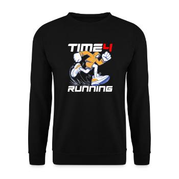 Time 4 Running - Laufmotiv für dunkle Shirts - Unisex Pullover - Schwarz - Vorne - Alina (178cm) & Michal (187cm)