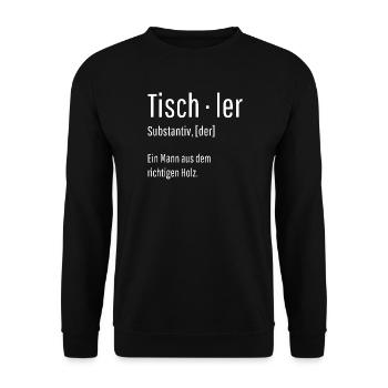 Tischler Substantiv Definition Holz Geschenk - Unisex Pullover - Schwarz - Vorne - Alina (178cm) & Michal (187cm)