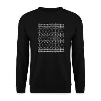 Geometrisches Gittergitter-Muster - Unisex Pullover - Schwarz - Vorne - Alina (178cm) & Michal (187cm)