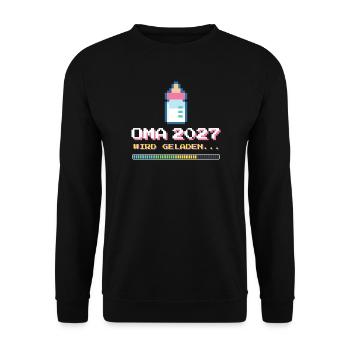 Oma 2027 - Wird geladen - Unisex Pullover - Schwarz - Vorne - Alina (178cm) & Michal (187cm)