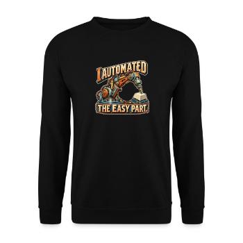 Automatisierter Tastendruck - Unisex Pullover - Schwarz - Vorne - Alina (178cm) & Michal (187cm)