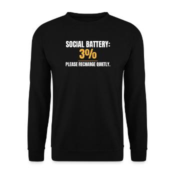 Social Battery 3 Prozent Bitte laden Sie leise auf - Unisex Pullover - Schwarz - Vorne - Alina (178cm) & Michal (187cm)