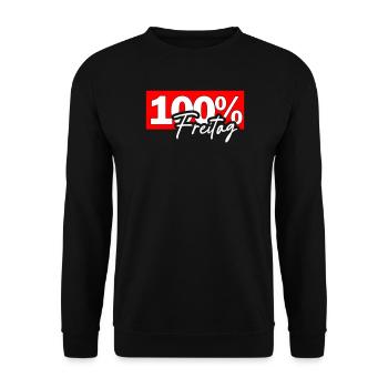 100% Freitag – Kraftvolles Script-Design - Unisex Pullover - Schwarz - Vorne - Alina (178cm) & Michal (187cm)