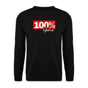 100% Genie – Kraftvoller Schriftzug - Unisex Pullover - Schwarz - Vorne - Alina (178cm) & Michal (187cm)