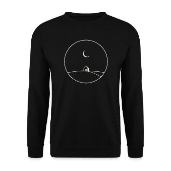 Mondschein-Haus auf Hügel - Unisex Pullover - Schwarz - Vorne - Alina (178cm) & Michal (187cm)