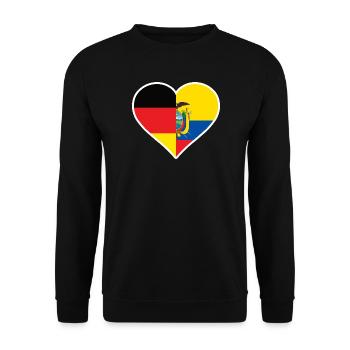 Deutschland und Ecuador Herz - Unisex Pullover - Schwarz - Vorne - Alina (178cm) & Michal (187cm)
