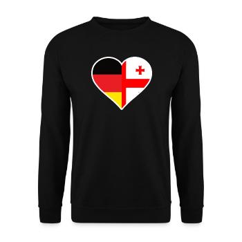 Deutschland und Georgien Herz - Unisex Pullover - Schwarz - Vorne - Alina (178cm) & Michal (187cm)