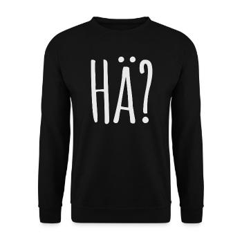 HÄ? - Pfälzer Dialekt - Rheinland Pfalz Spruch - Unisex Pullover - Schwarz - Vorne - Alina (178cm) & Michal (187cm)