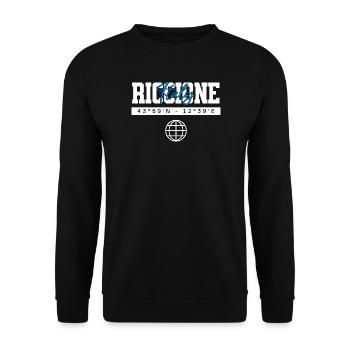 Riccione Italien Koordinaten Reise Souvenir - Unisex Pullover - Schwarz - Vorne - Alina (178cm) & Michal (187cm)