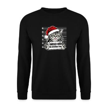 I Knocked Down the Christmas Tree – Katze - Unisex Pullover - Schwarz - Vorne - Alina (178cm) & Michal (187cm)