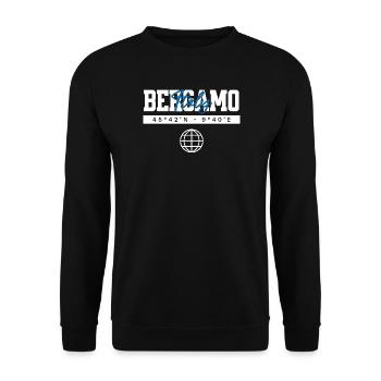 Bergamo Italien Koordinaten Reise Souvenir - Unisex Pullover - Schwarz - Vorne - Alina (178cm) & Michal (187cm)