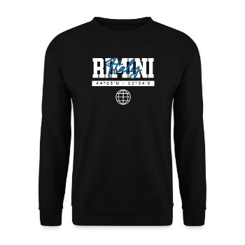 Rimini Italien Koordinaten Reise Souvenir - Unisex Pullover - Schwarz - Vorne - Alina (178cm) & Michal (187cm)