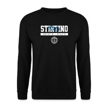 Stintino Italien Koordinaten Reise Souvenir - Unisex Pullover - Schwarz - Vorne - Alina (178cm) & Michal (187cm)