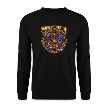 Glücksrad – Mystisches Goldenes Glücksrad - Unisex Pullover - Schwarz - Vorne - Alina (178cm) & Michal (187cm)
