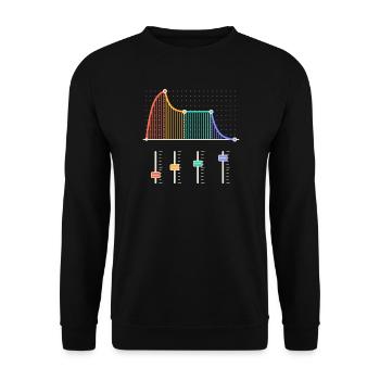 Synth-Hüllkurve mit ihren vier Schiebereglern - Unisex Pullover - Schwarz - Vorne - Alina (178cm) & Michal (187cm)