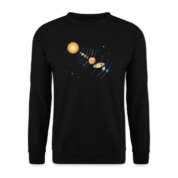 Sonnensystem: die Sonne und acht Planeten - Unisex Pullover - Schwarz - Vorne - Alina (178cm) & Michal (187cm)