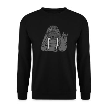 Walross - Unisex Pullover - Schwarz - Vorne - Alina (178cm) & Michal (187cm)