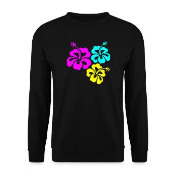 Hibiskus Hibiskusblüte - Unisex Pullover - Schwarz - Vorne - Alina (178cm) & Michal (187cm)
