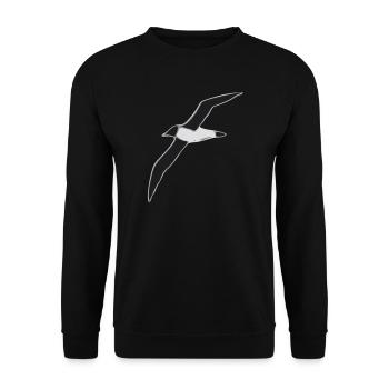 Albatros im Flug Graustufen Design - Unisex Pullover - Schwarz - Vorne - Alina (178cm) & Michal (187cm)