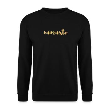 Namaste Yoga Gold Meditation Shirt Handwriting om - Unisex Sweatshirt - black - Front - Alina (178cm) & Michal (187cm)