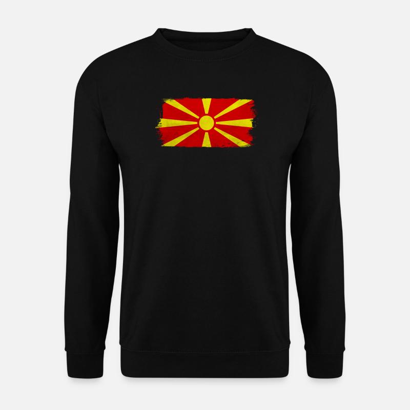 Mazedonische Sonne auf Rot - Unisex Pullover - Schwarz