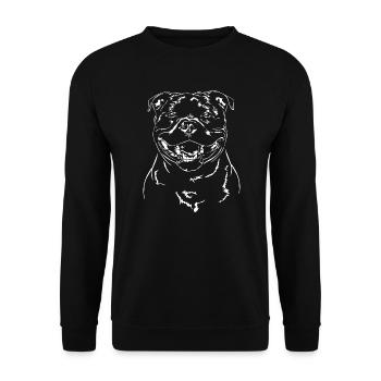 STAFFORDSHIRE BULLTERRIER Portrait de chien Wilsigns - Sweat-shirt Unisexe - noir - Devant - Alina (178cm) & Michal (187cm)