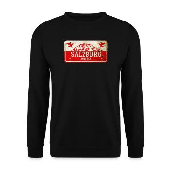 Enseigne vintage Salzbourg Autriche - Sweat-shirt Unisexe - noir - Devant - Alina (178cm) & Michal (187cm)