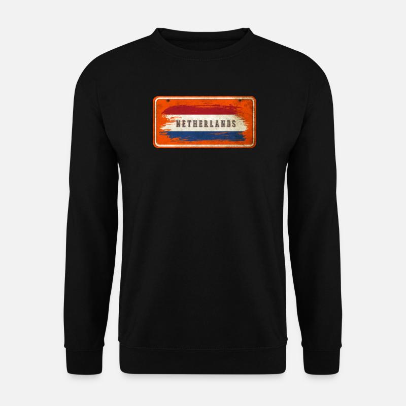 Niederlande Vintage Flaggen Schild - Unisex Pullover - Schwarz