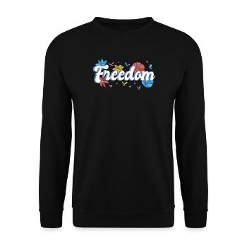 Freedom Blumen Schmetterlinge Freiheitsdesign - Unisex Pullover - Schwarz - Vorne - Alina (178cm) & Michal (187cm)