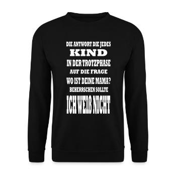 Überleben für Eltern mit Kindern in der Trotzphase - Unisex Pullover - Schwarz - Vorne - Alina (178cm) & Michal (187cm)
