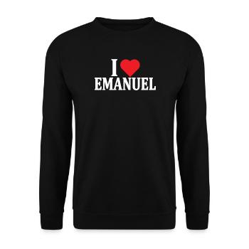 t-shirt J’aime Emanuel idée cadeau t-shirt - Sweat-shirt Unisexe - noir - Devant - Alina (178cm) & Michal (187cm)