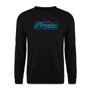 Ici c'est Marseille étoile vintage - Sweat-shirt Unisexe - noir - Devant - Alina (178cm) & Michal (187cm)