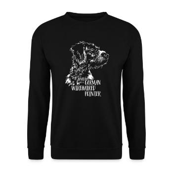 Loved by a German Wirehaired Pointer Hundespruch - Unisex Pullover - Schwarz - Vorne - Alina (178cm) & Michal (187cm)
