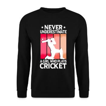 Never Underestimate A Girl Who Plays Cricket - Unisex Sweatshirt - black - Front - Alina (178cm) & Michal (187cm)