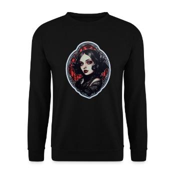 Goth Girl Gothic Rot Vampir Mystisch - Unisex Pullover - Schwarz - Vorne - Alina (178cm) & Michal (187cm)