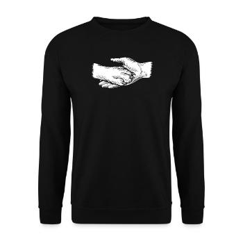 Hund und Herrchen - Hand und Pfote Silhouette - Unisex Pullover - Schwarz - Vorne - Alina (178cm) & Michal (187cm)