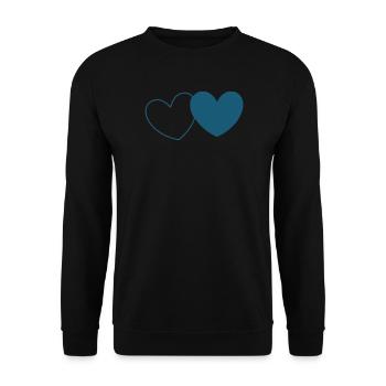 blaues Herz 2 Herzen Valentinstag - Unisex Pullover - Schwarz - Vorne - Alina (178cm) & Michal (187cm)