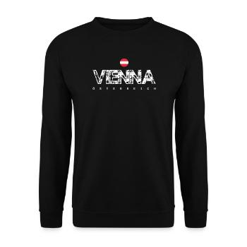 Vena Österreich Distressed Logo - Unisex Sweatshirt - black - Front - Alina (178cm) & Michal (187cm)