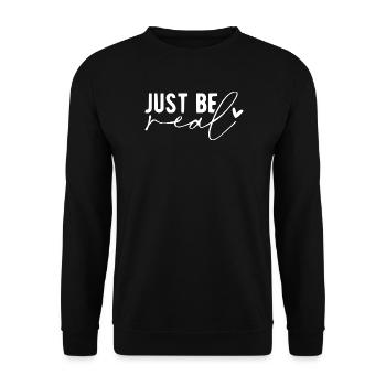 Just Be Real – Authentizität & Selbstbewusstsein - Unisex Pullover - Schwarz - Vorne - Alina (178cm) & Michal (187cm)