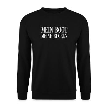My Boat - My Rules - Captain - Unisex Sweatshirt - black - Front - Alina (178cm) & Michal (187cm)