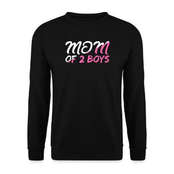 Mama von 2 Jungs mit Herz Motiv - Unisex Pullover - Schwarz - Vorne - Alina (178cm) & Michal (187cm)