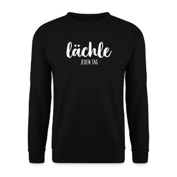 lächle jeden Tag Motivation - Unisex Pullover - Schwarz - Vorne - Alina (178cm) & Michal (187cm)
