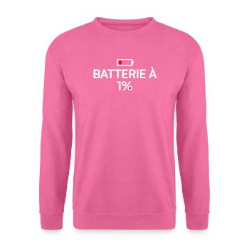 Batterie à 1% humour fatigue moderne - Sweat-shirt Unisexe - rose - Devant