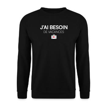 ICH BRAUCHE URLAUB. | Humor - Unisex Pullover - Schwarz - Vorne - Alina (178cm) & Michal (187cm)